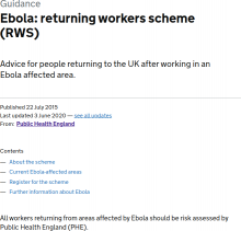 Ebola: returning workers scheme (RWS)